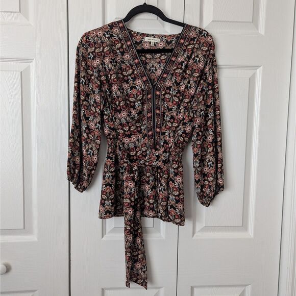 Max Studio Floral Blouse | Women’s Medium | Waist Tie - Picture 1 of 5
